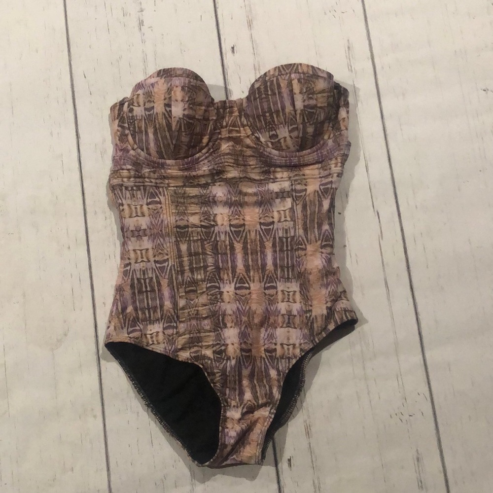 Tavik strapless open back one piece swimsuit